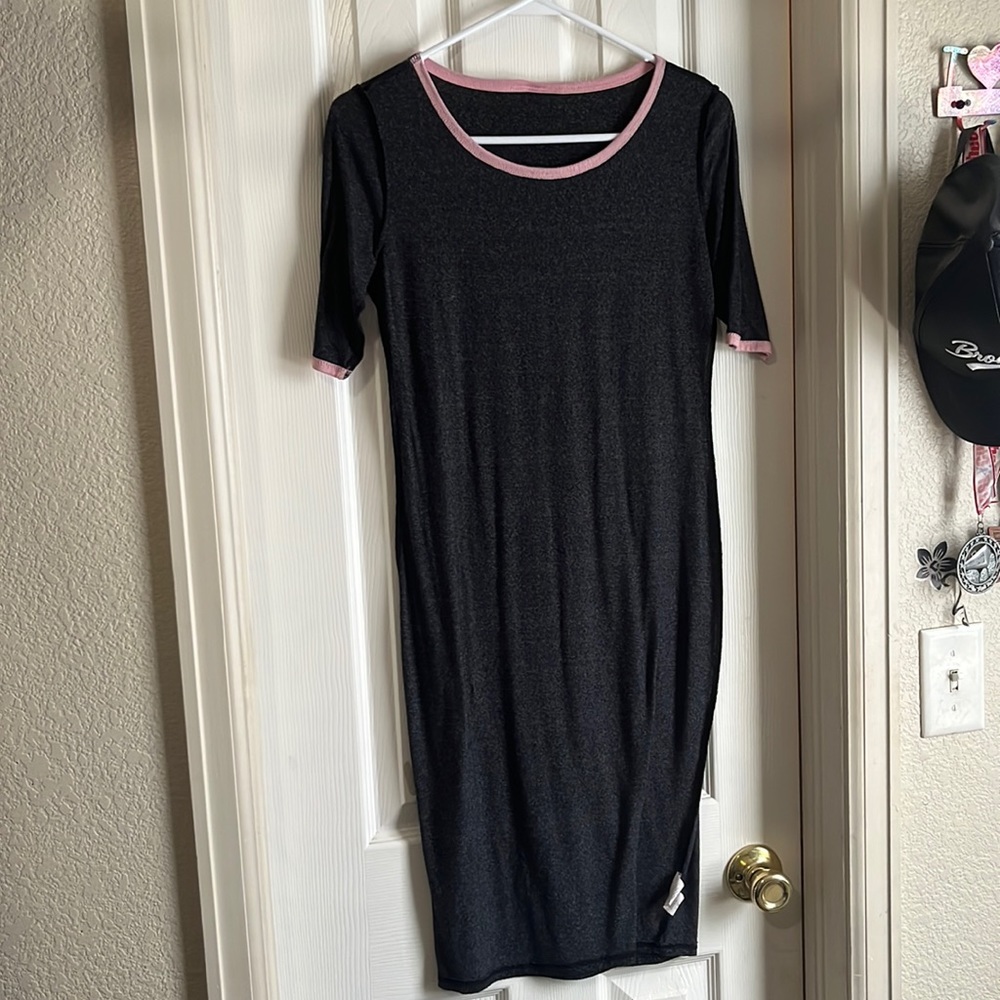 Pink and dark grey form fitting dress